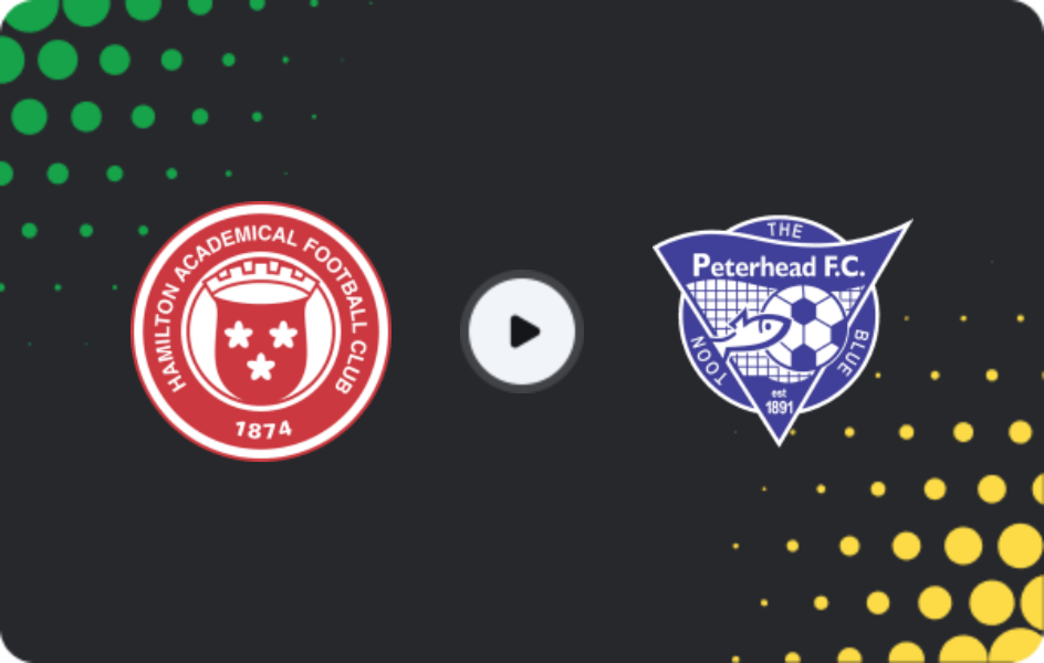 Where to watch Hamilton Academical — Peterhead, League One, 25.04.2026
