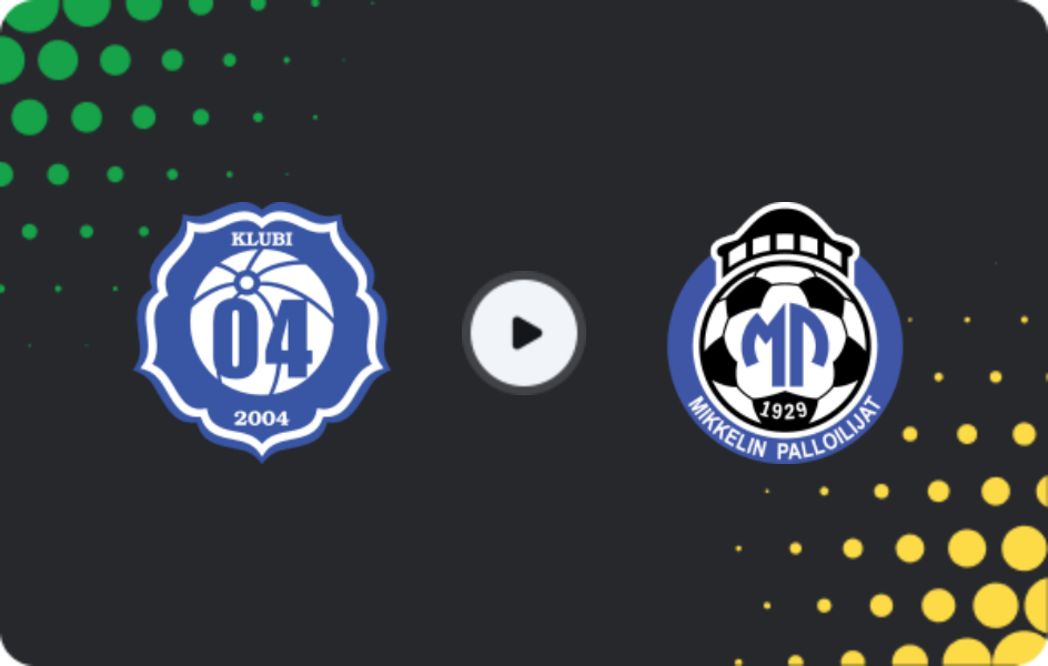 Where to watch Klubi-04 — MP, Ykkösliiga, 22.08.2026