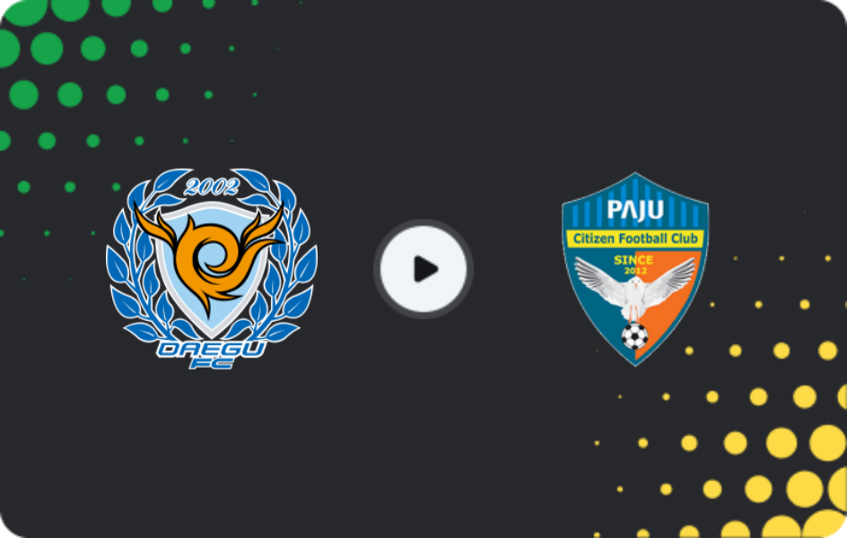 Where to watch Daegu FC — Paju Citizen, K-League 2, 05.06.2026