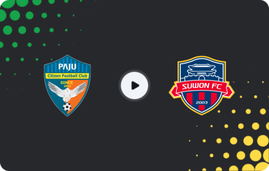 Where to watch Paju Citizen — Suwon City, K-League 2, 08.08.2026