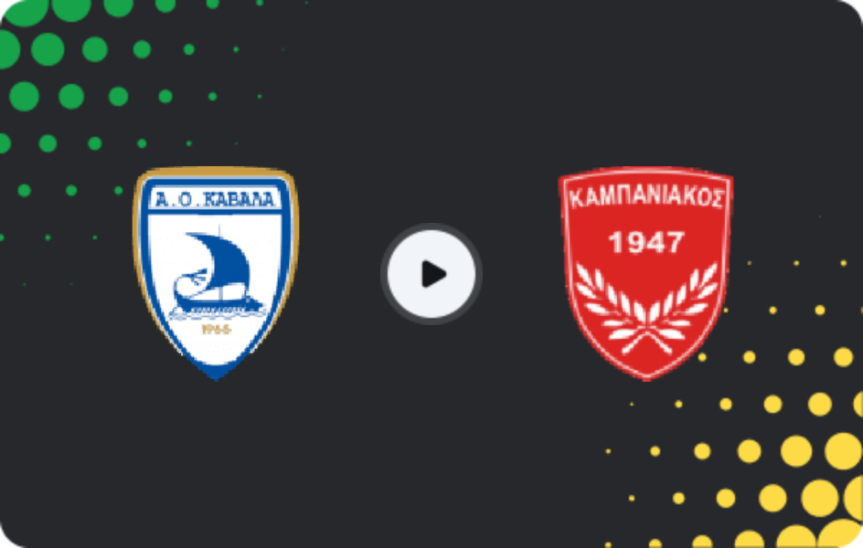 Where to watch Kavala — Kampaniakos Chalastra, Super League 2, 22.02.2026