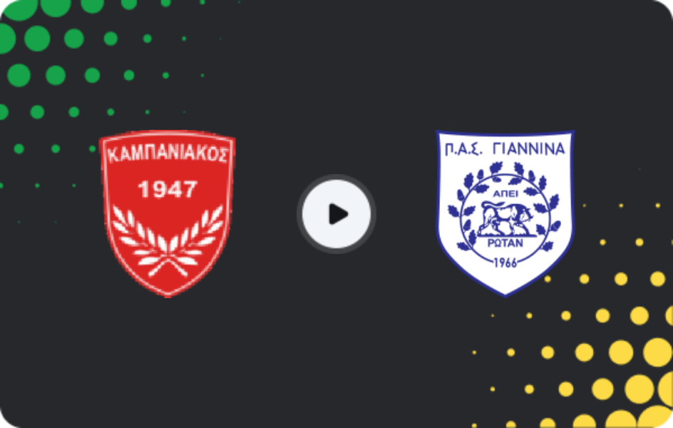 Where to watch Kampaniakos Chalastra — PAS Giannina, Super League 2, 15.03.2026