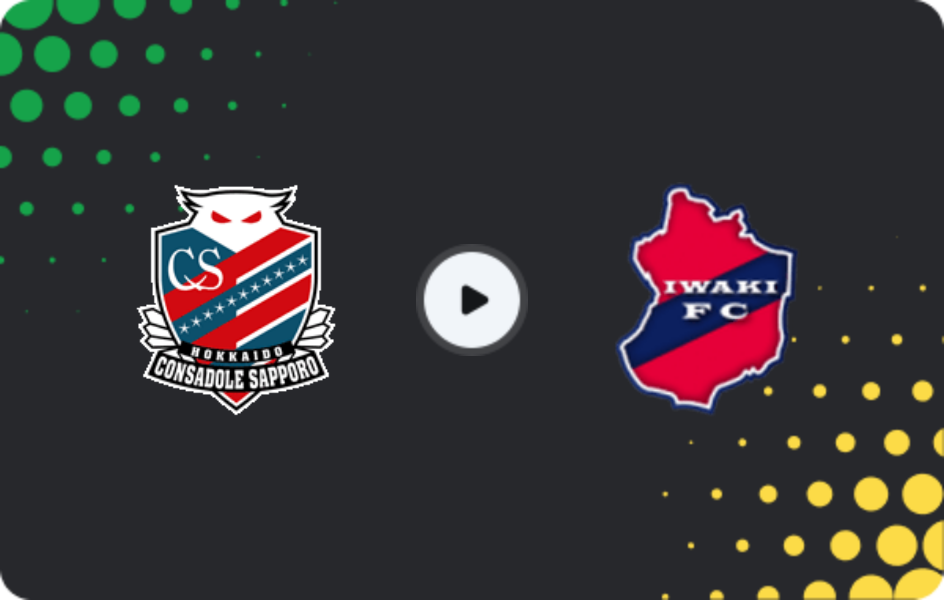 Where to watch Consadole Sapporo — Iwaki, J2 League, 25.04.2026