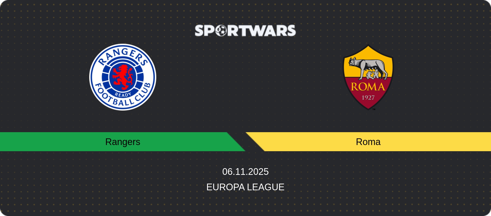 Match prediction Rangers — Roma, Europa League, 06.11.2025