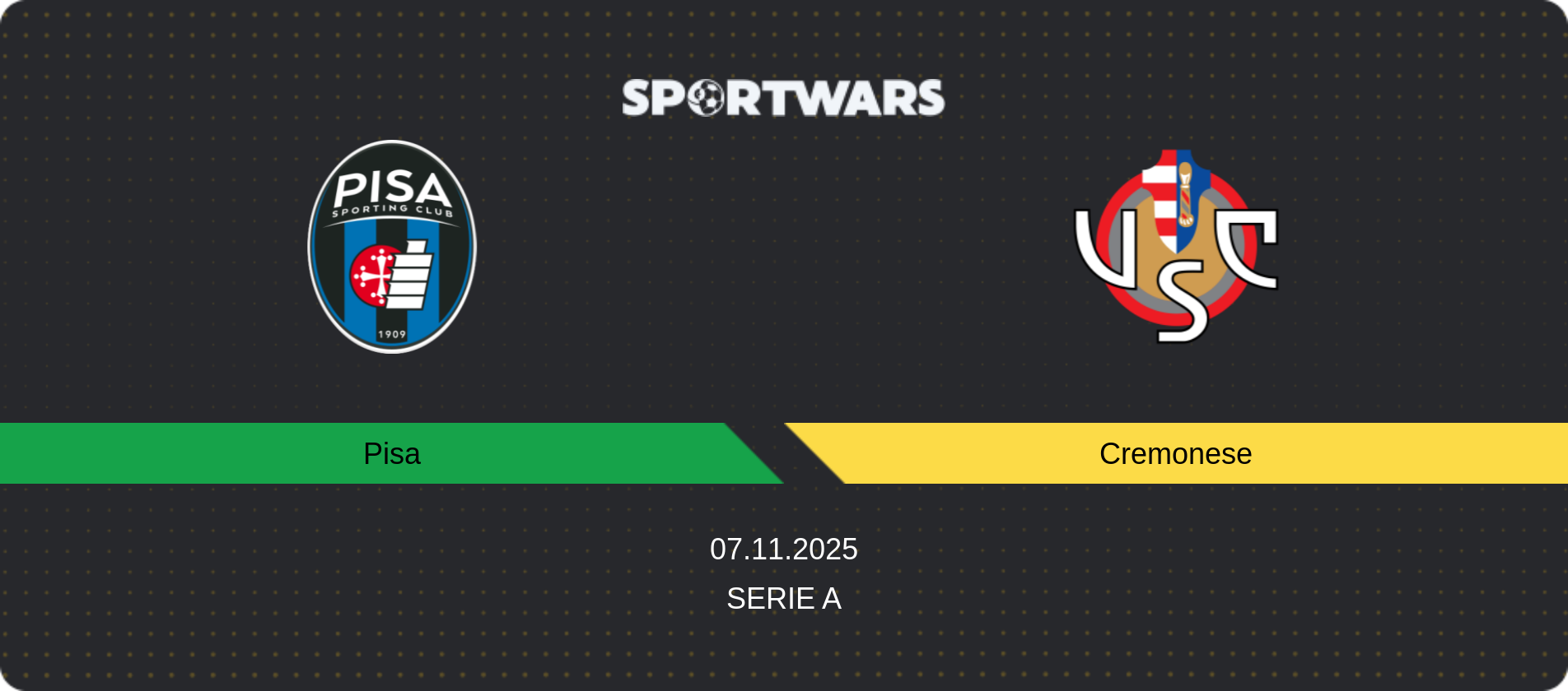 Match prediction Pisa — Cremonese, Serie A, 07.11.2025