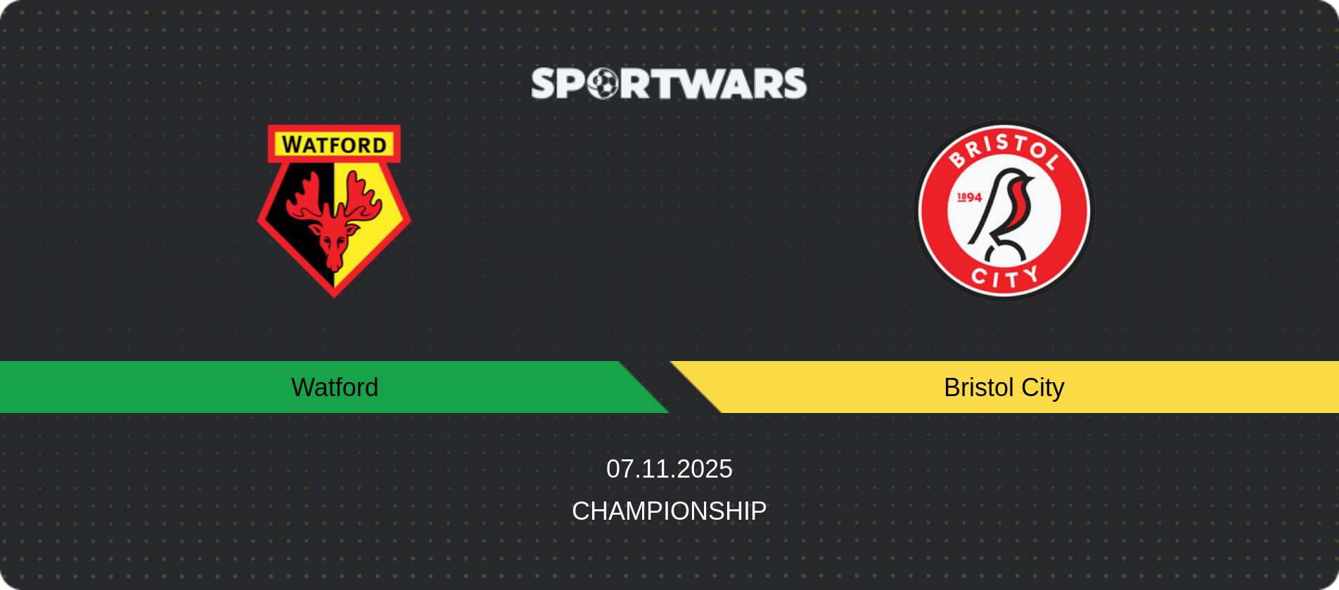 Match prediction Watford — Bristol City, Championship, 07.11.2025