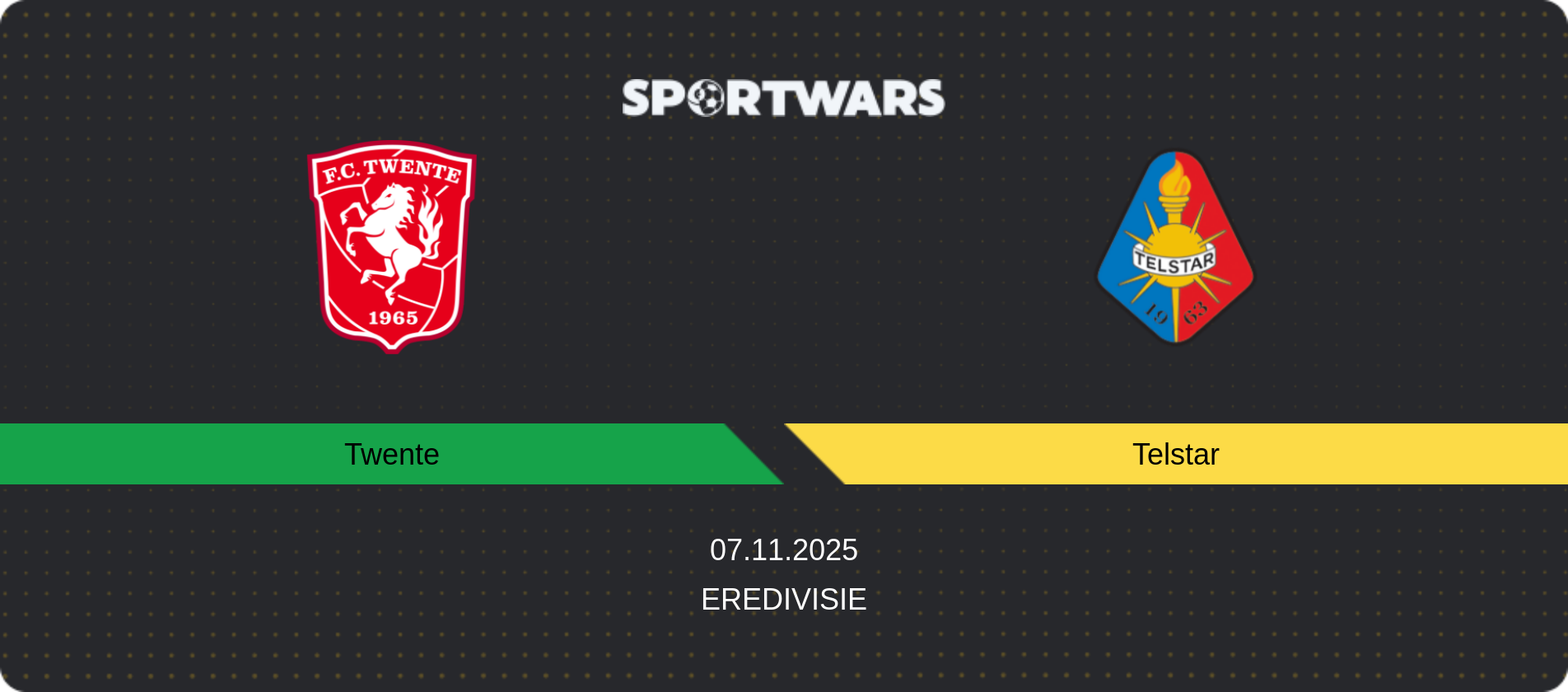 Match prediction Twente — Telstar, Eredivisie, 07.11.2025