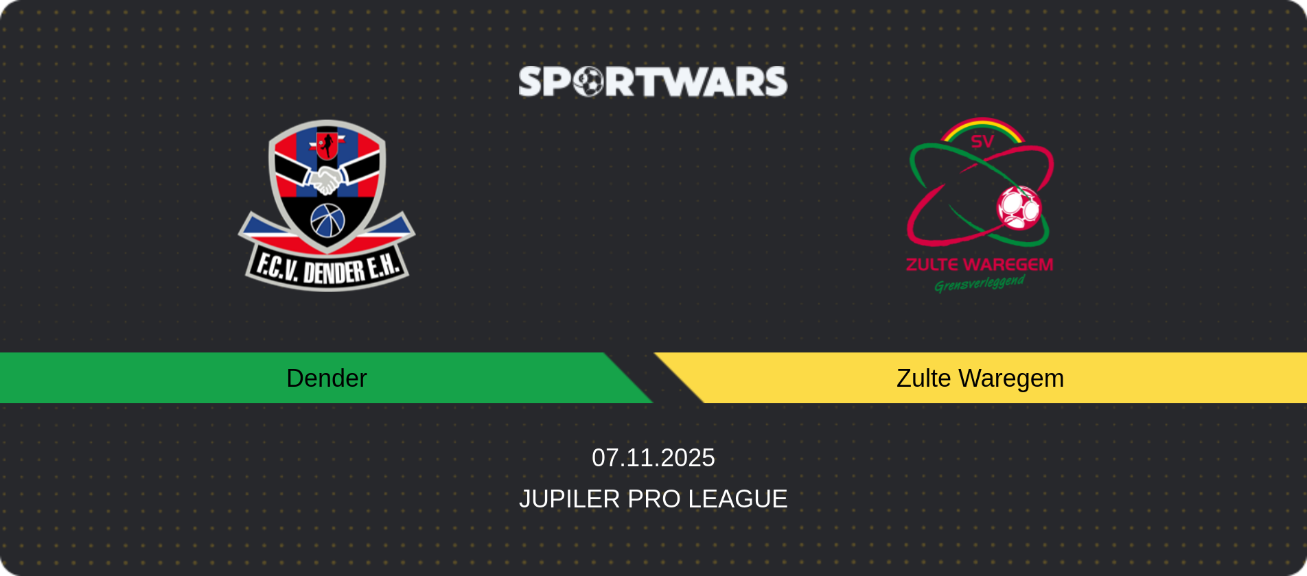 Match prediction Dender — Zulte Waregem, Jupiler Pro League, 07.11.2025