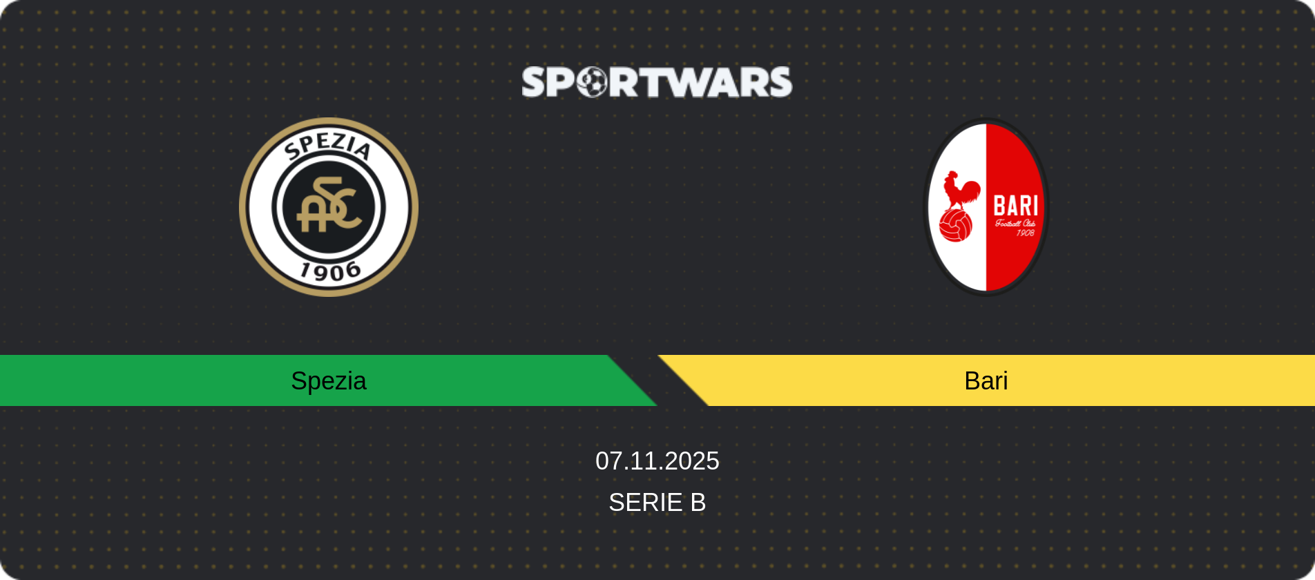 Match prediction Spezia — Bari, Serie B, 07.11.2025
