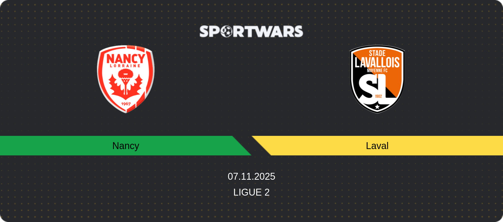 Match prediction Nancy — Laval, Ligue 2, 07.11.2025