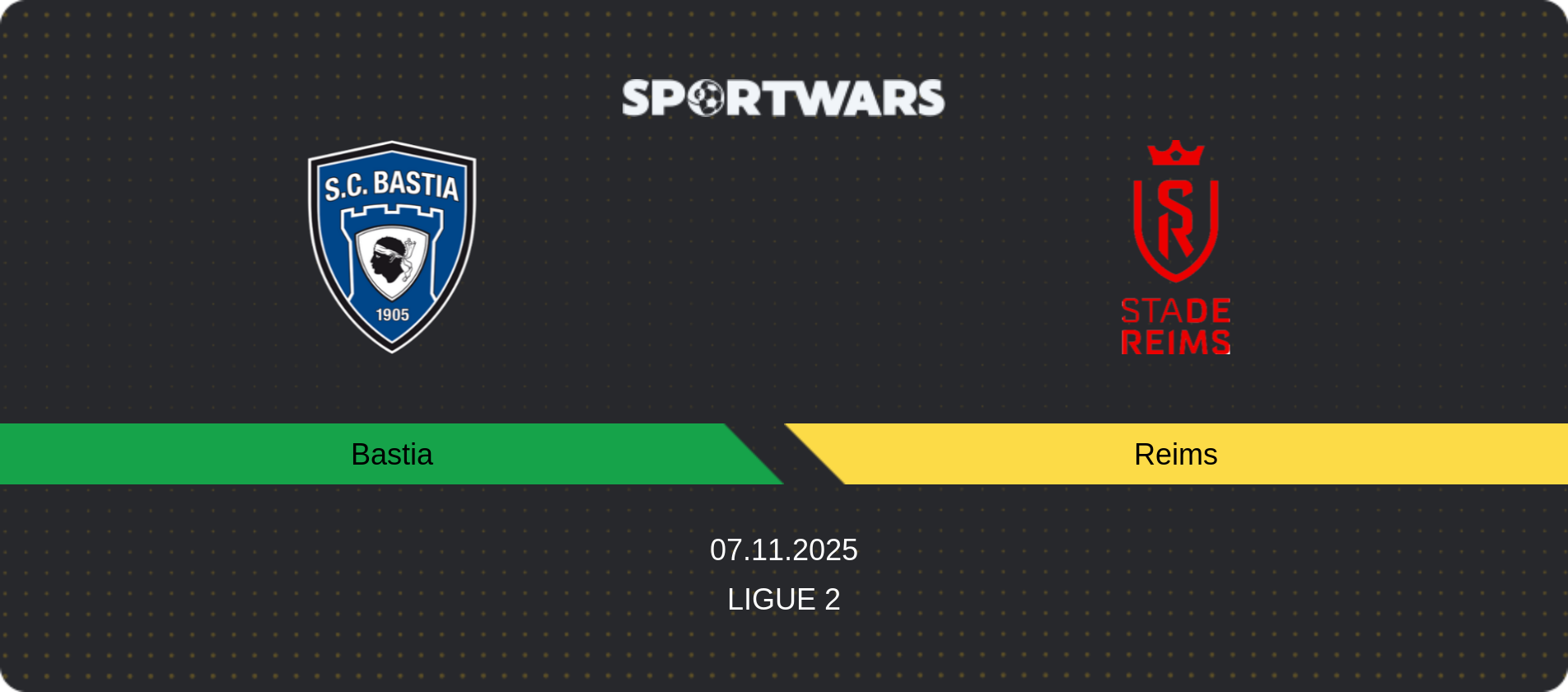 Match prediction Bastia — Reims, Ligue 2, 07.11.2025