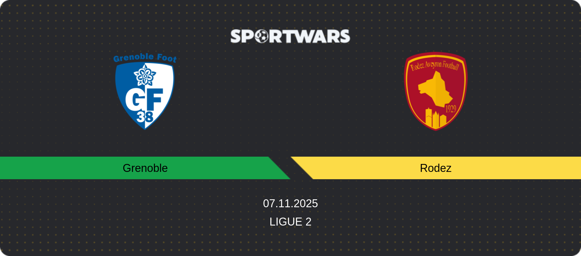 Match prediction Grenoble — Rodez, Ligue 2, 07.11.2025