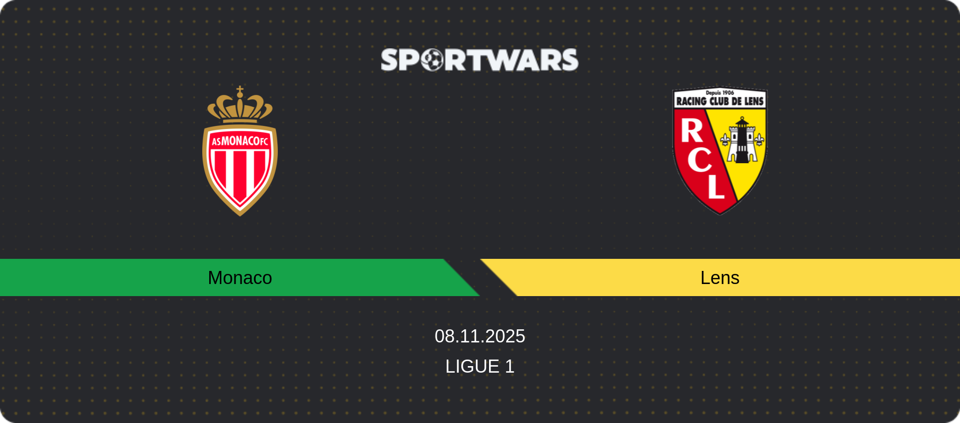 Match prediction Monaco — Lens, Ligue 1, 08.11.2025