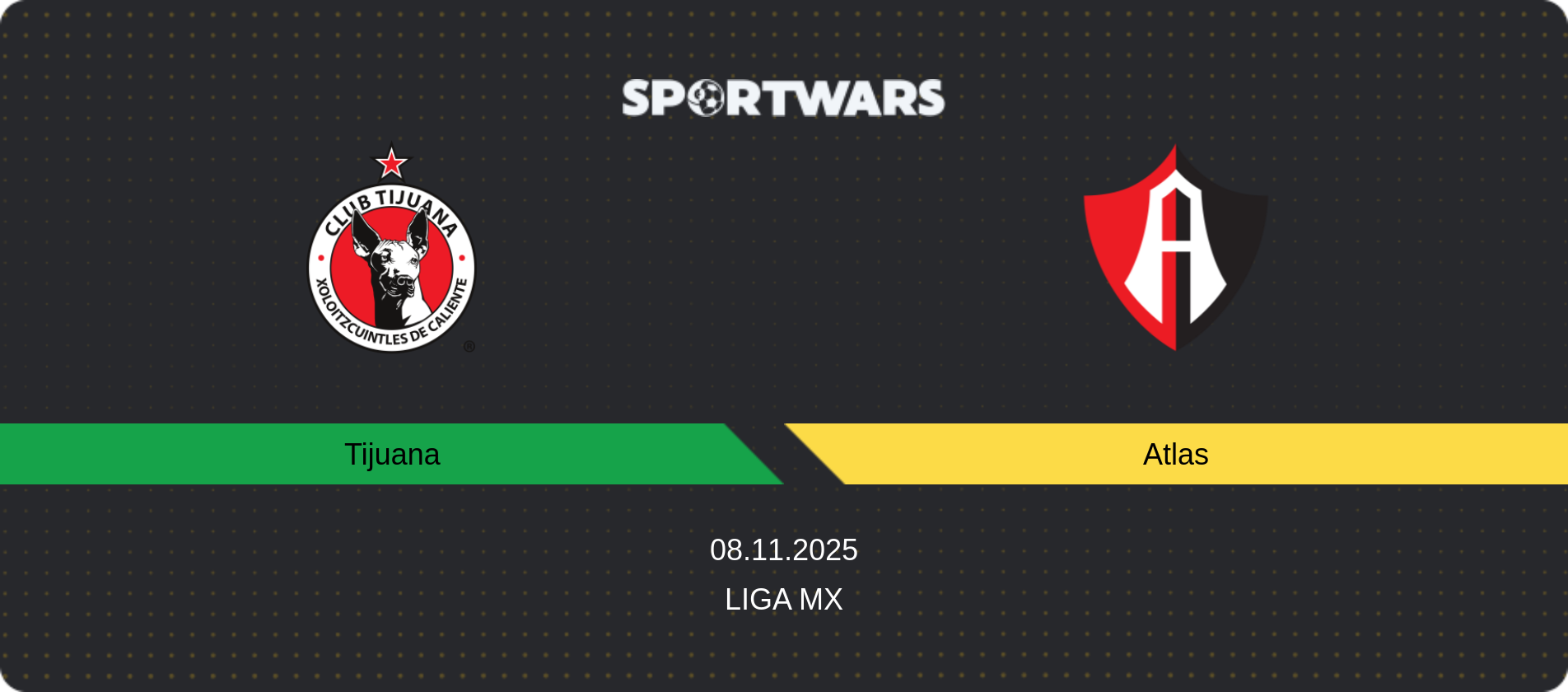 Match prediction Tijuana — Atlas, Liga MX, 08.11.2025