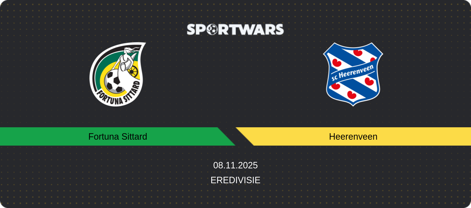 Match prediction Fortuna Sittard — Heerenveen, Eredivisie, 08.11.2025