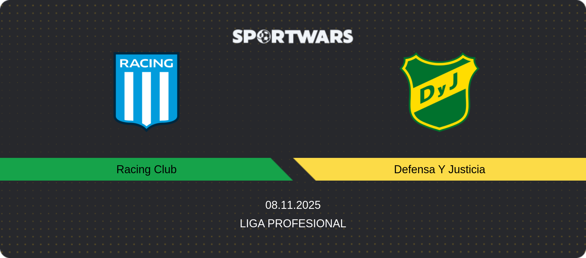 Match prediction Racing Club — Defensa Y Justicia, Liga Profesional, 08.11.2025