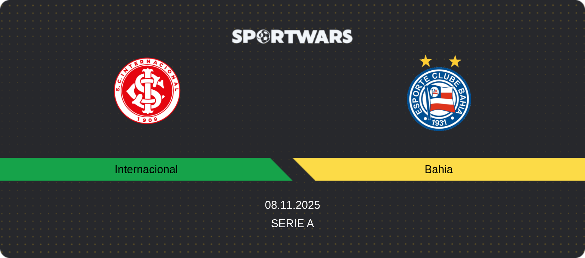 Match prediction Internacional — Bahia, Serie A, 08.11.2025