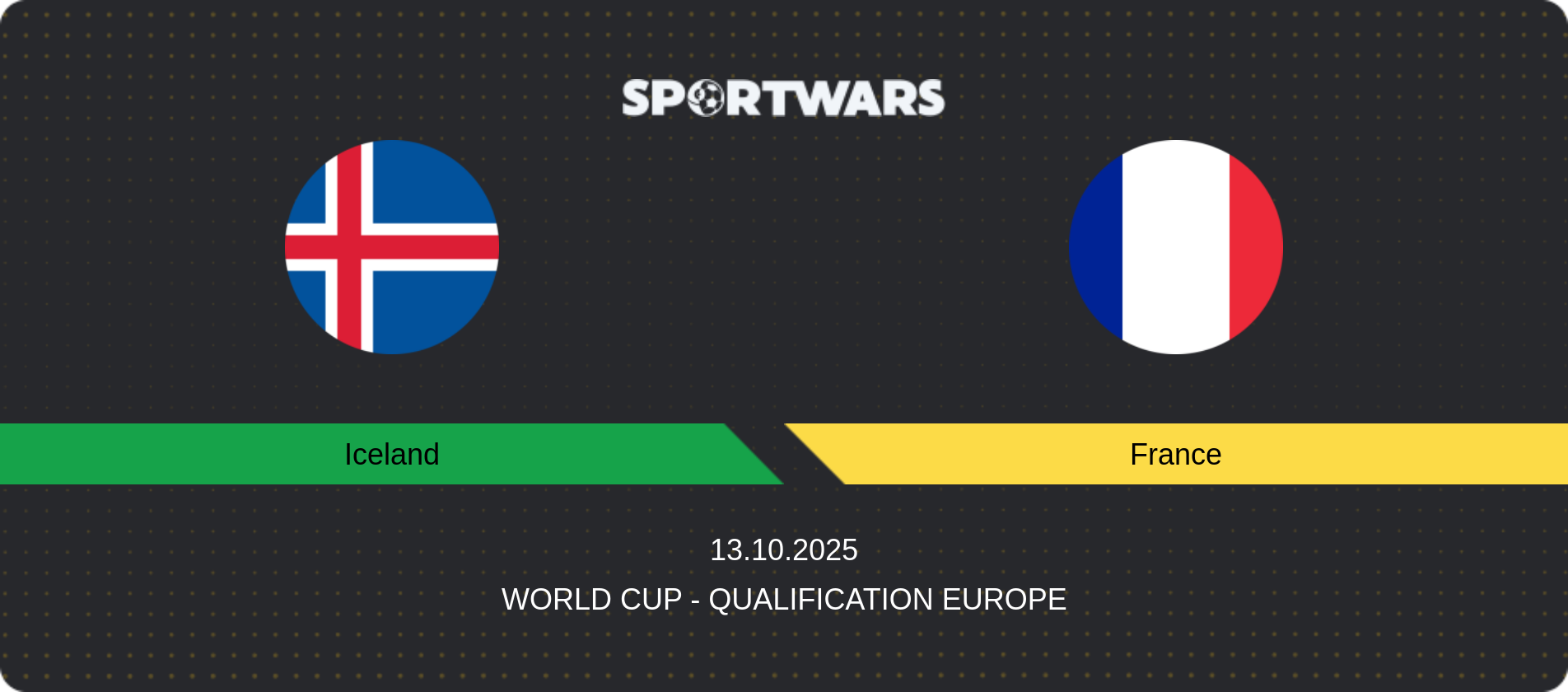 Match prediction Iceland — France, World Cup - Qualification Europe, 13.10.2025