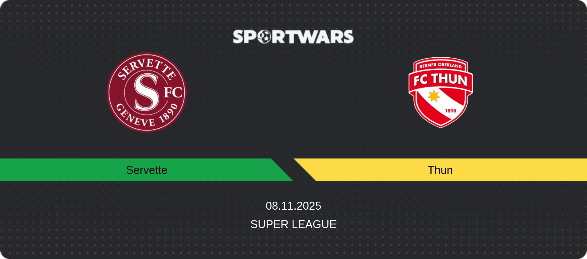 Match prediction Servette — Thun, Super League, 08.11.2025