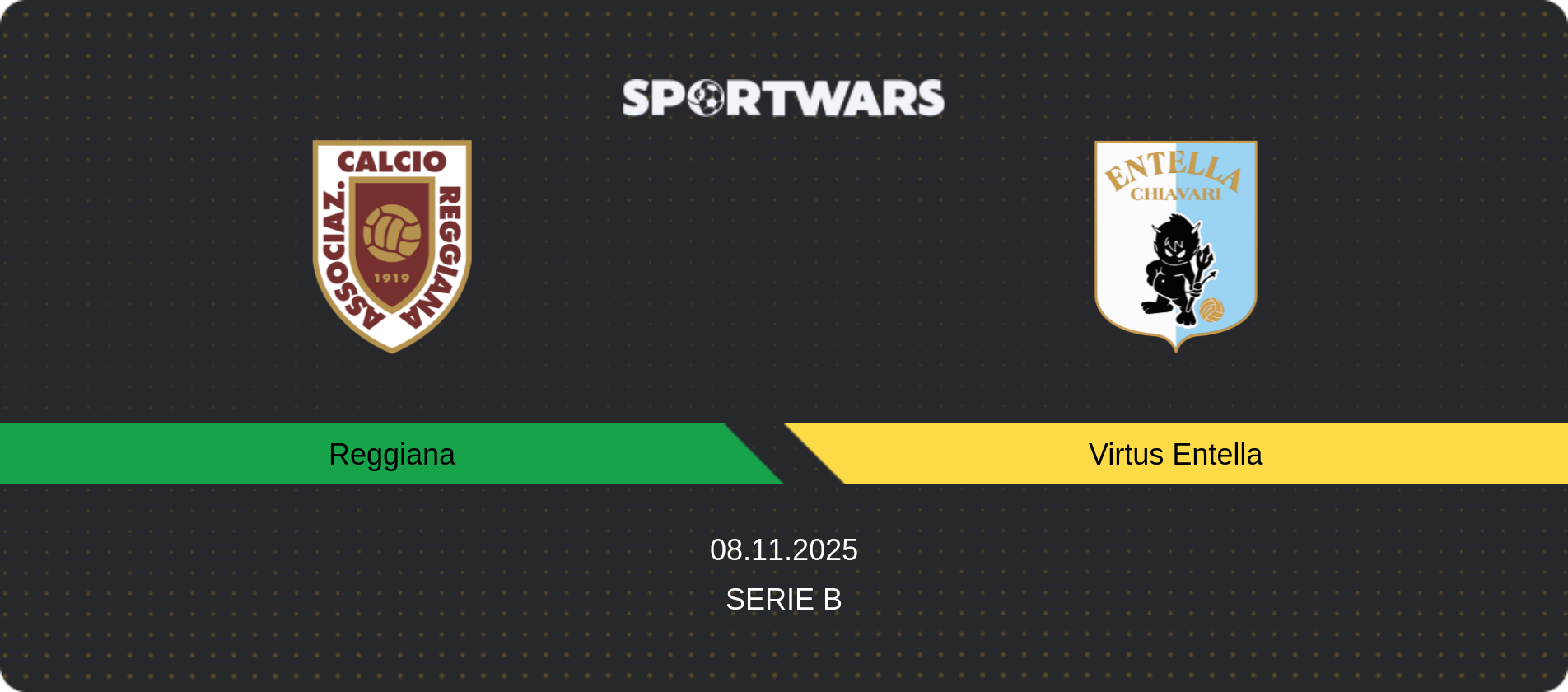 Match prediction Reggiana — Virtus Entella, Serie B, 08.11.2025