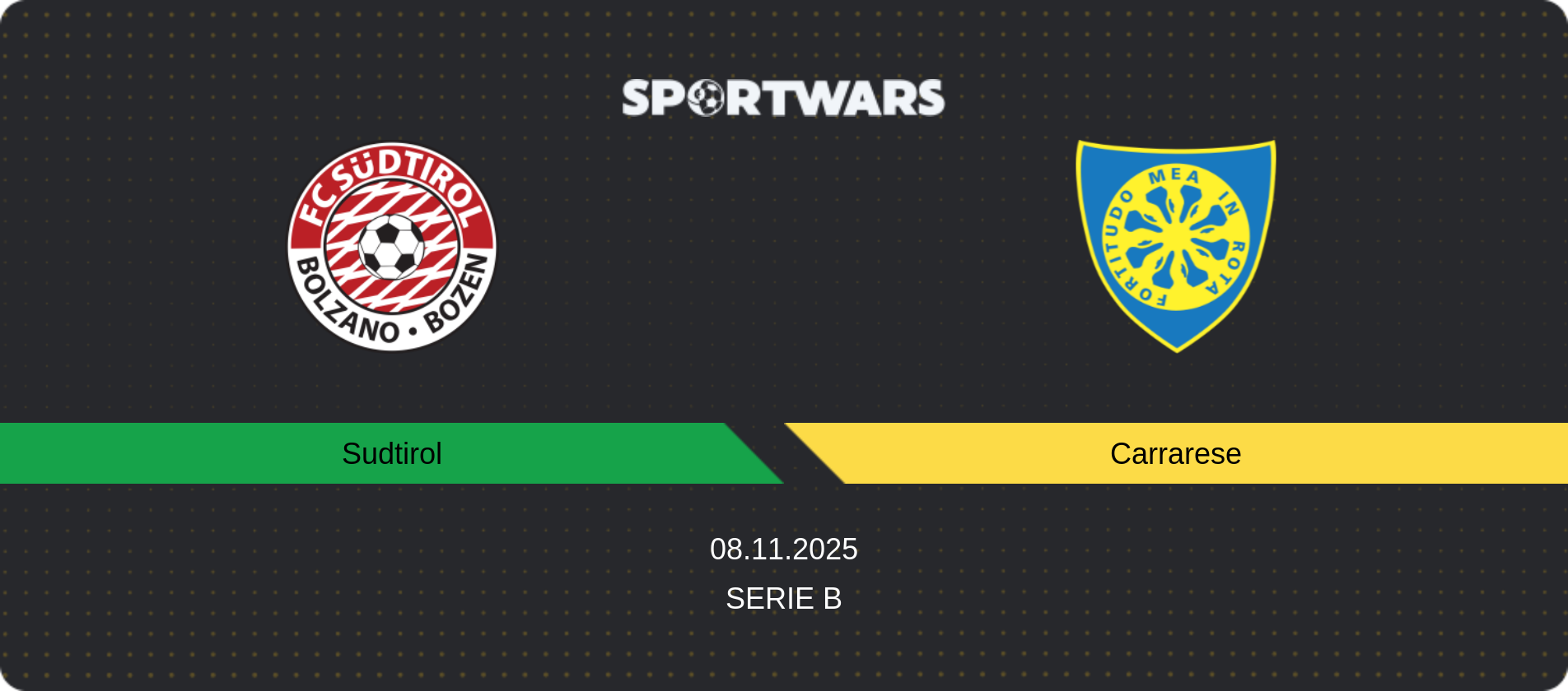 Match prediction Sudtirol — Carrarese, Serie B, 08.11.2025