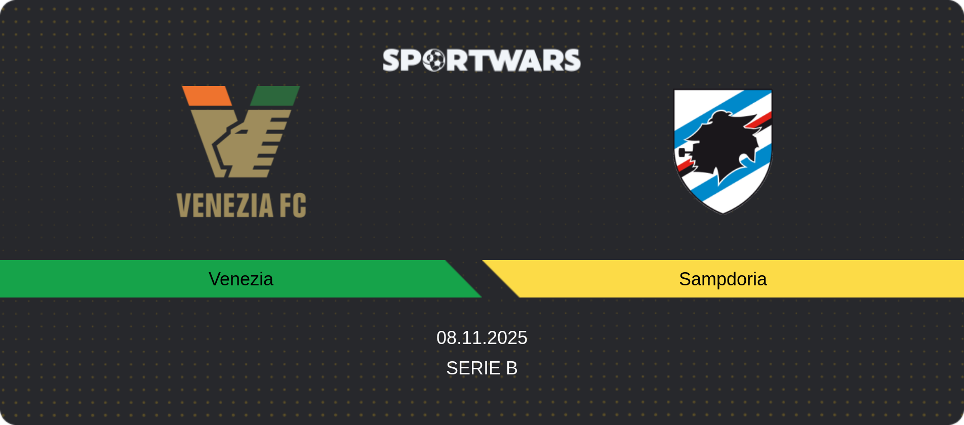Match prediction Venezia — Sampdoria, Serie B, 08.11.2025