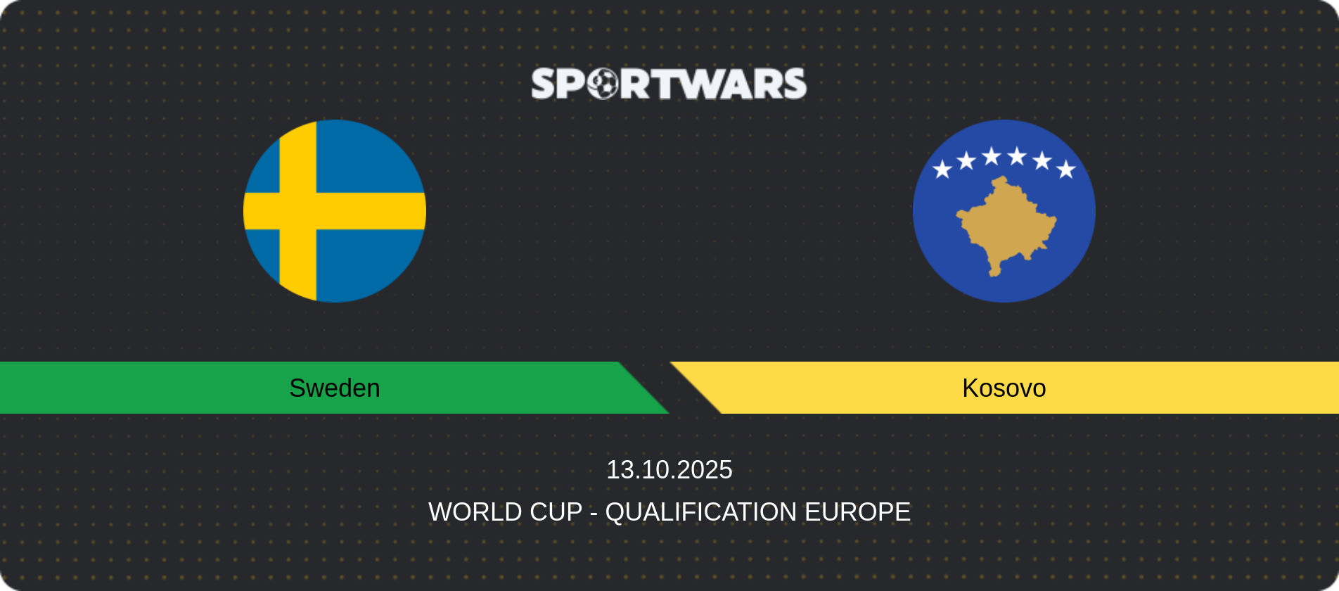 Match prediction Sweden — Kosovo, World Cup - Qualification Europe, 13.10.2025