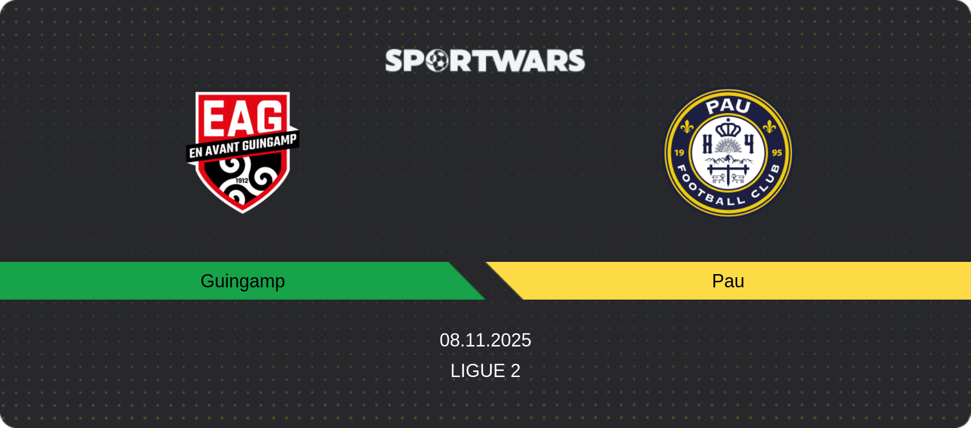 Match prediction Guingamp — Pau, Ligue 2, 08.11.2025
