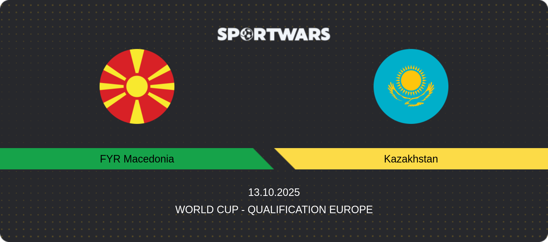 Match prediction FYR Macedonia — Kazakhstan, World Cup - Qualification Europe, 13.10.2025