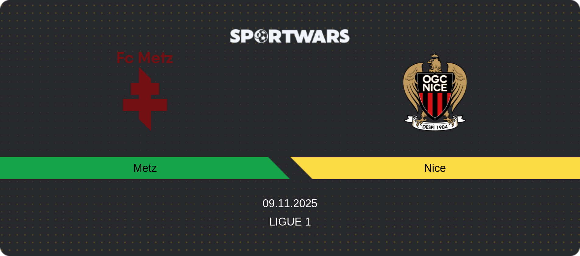 Match prediction Metz — Nice, Ligue 1, 09.11.2025