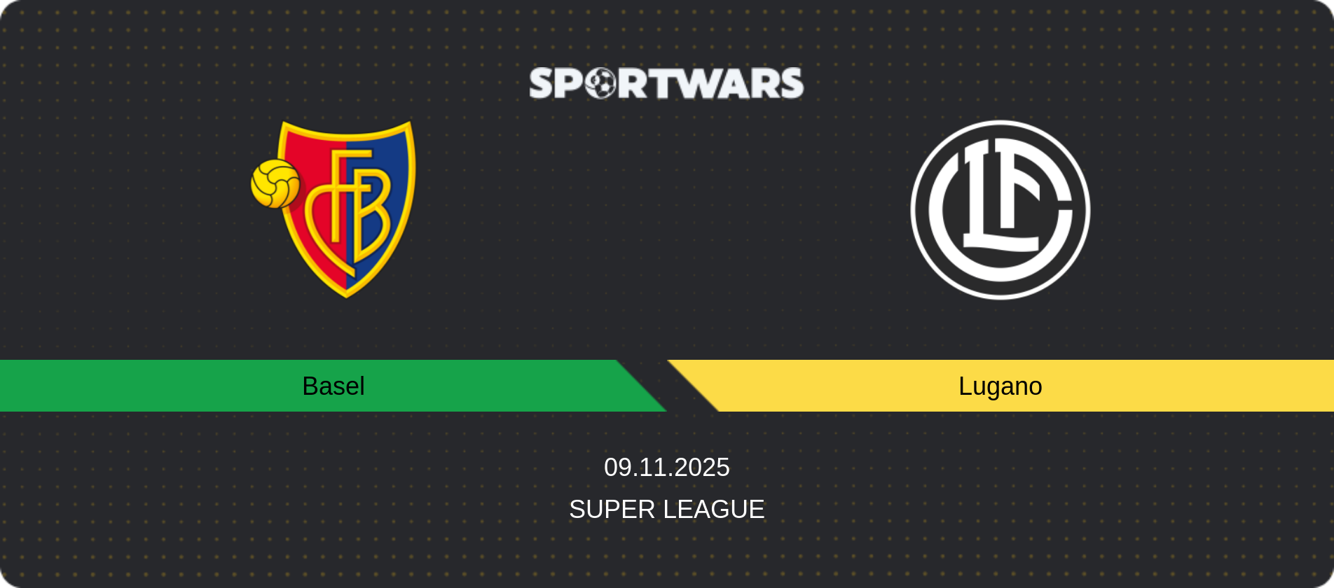 Match prediction Basel — Lugano, Super League, 09.11.2025