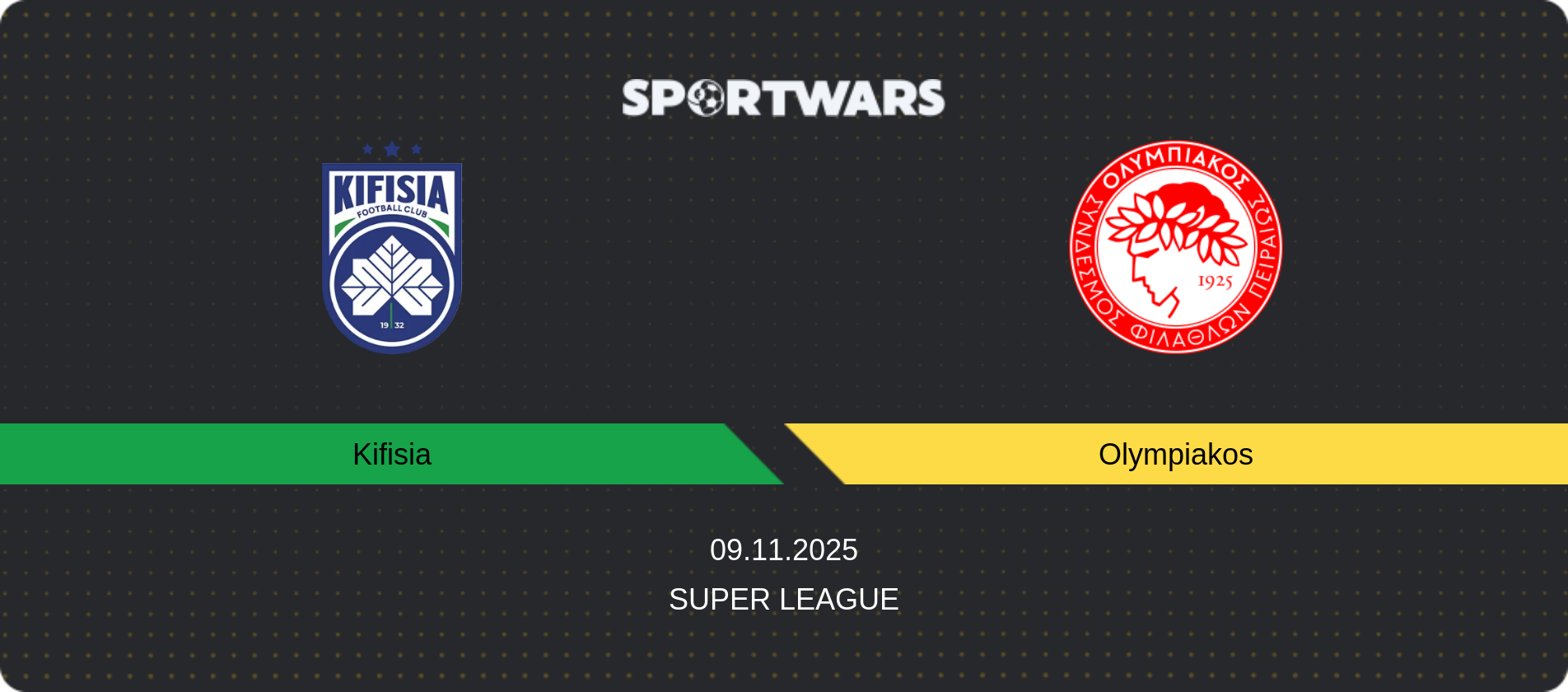 Match prediction Kifisia — Olympiakos, Super League, 09.11.2025