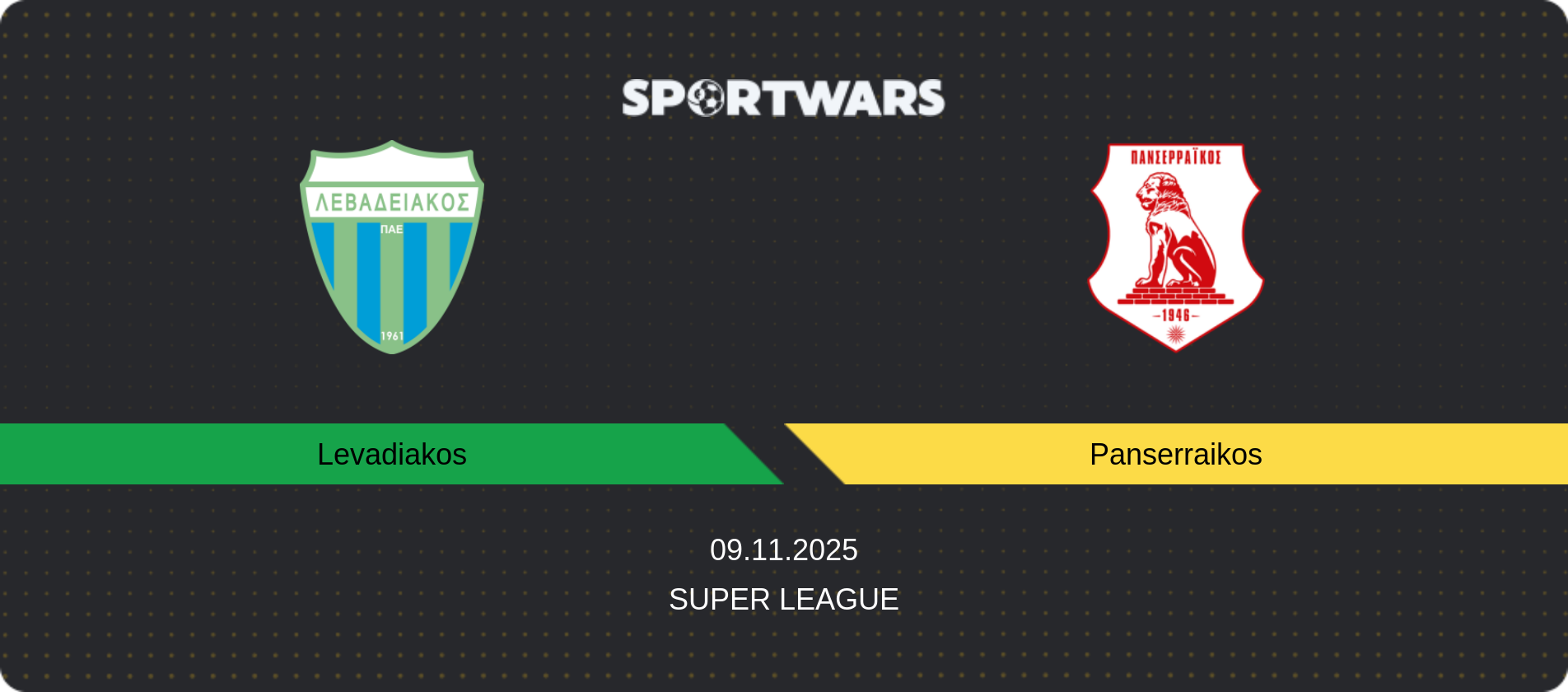 Match prediction Levadiakos — Panserraikos, Super League, 09.11.2025