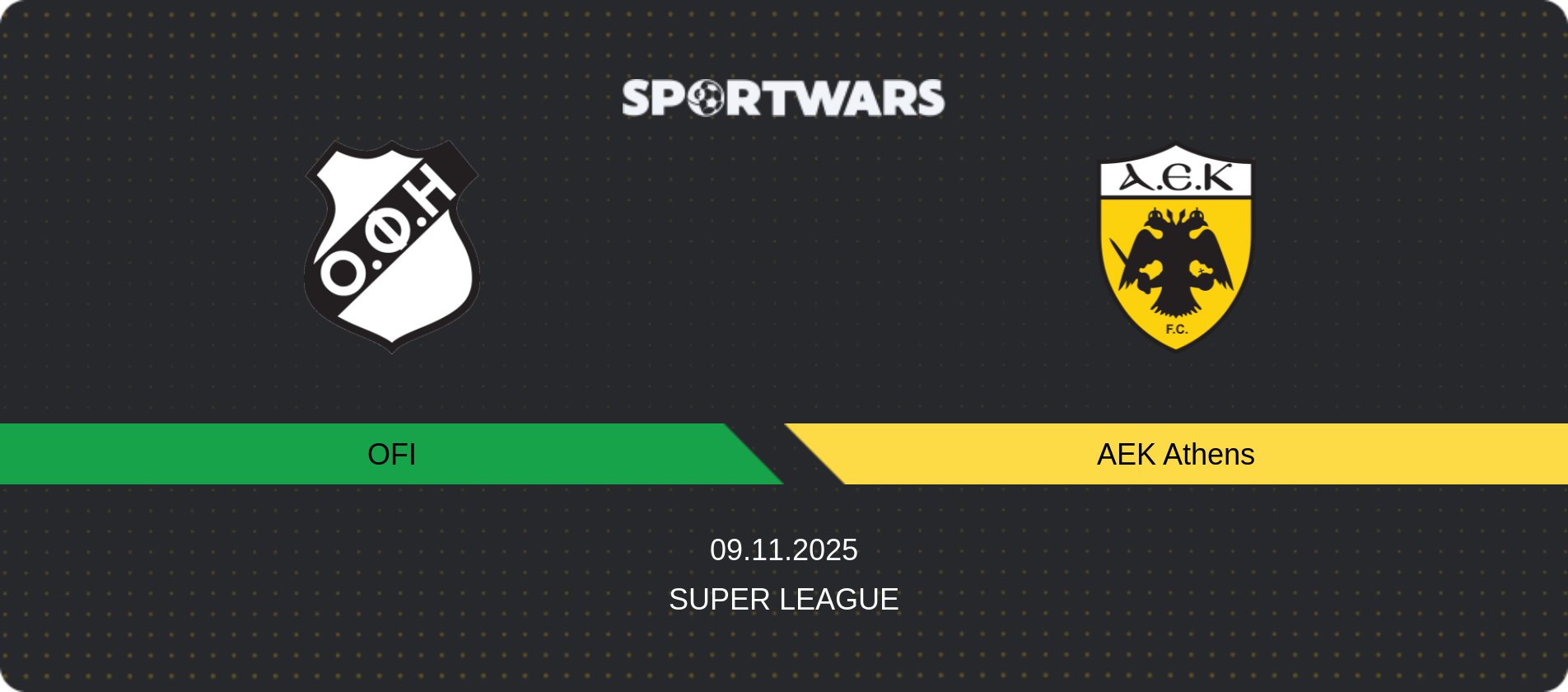Match prediction OFI — AEK Athens, Super League, 09.11.2025