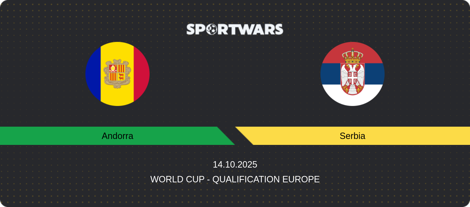 Match prediction Andorra — Serbia, World Cup - Qualification Europe, 14.10.2025
