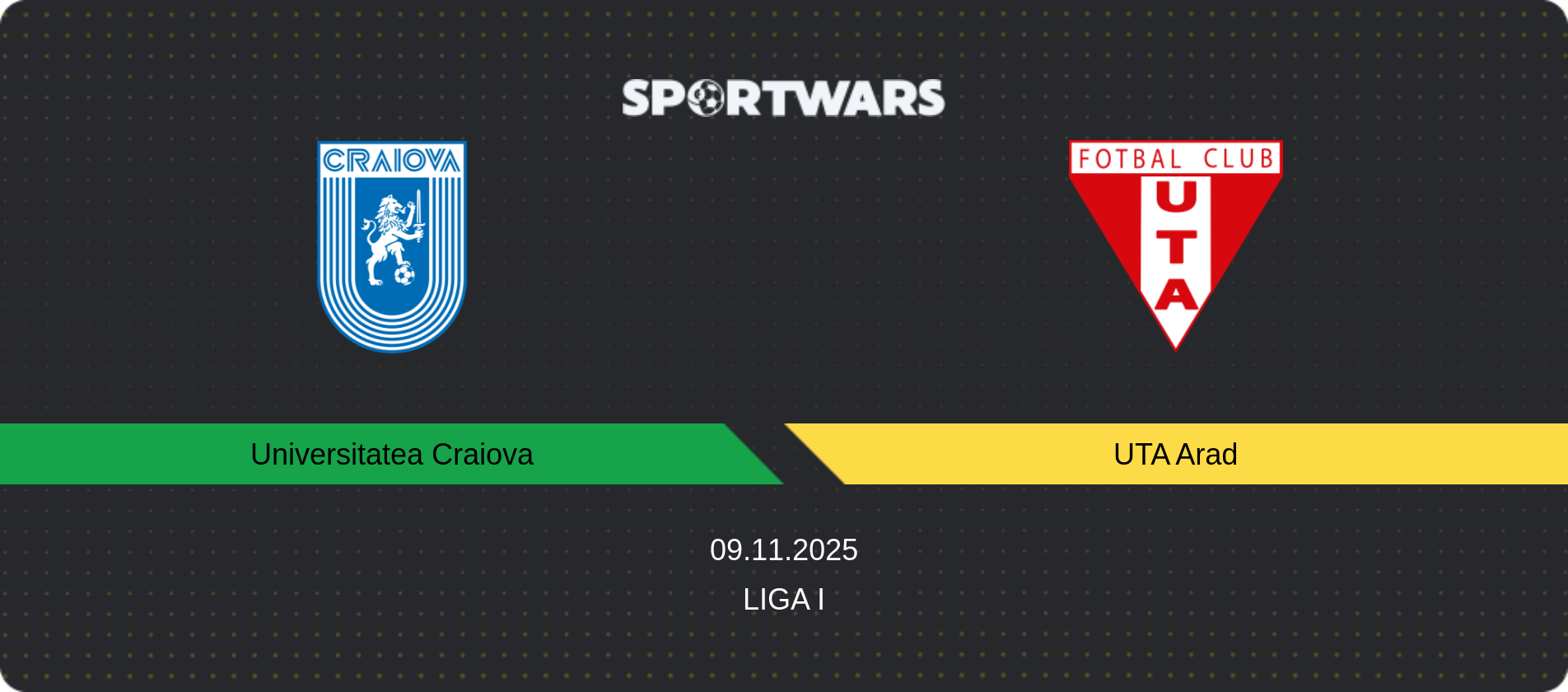 Match prediction Universitatea Craiova — UTA Arad, Liga I, 09.11.2025
