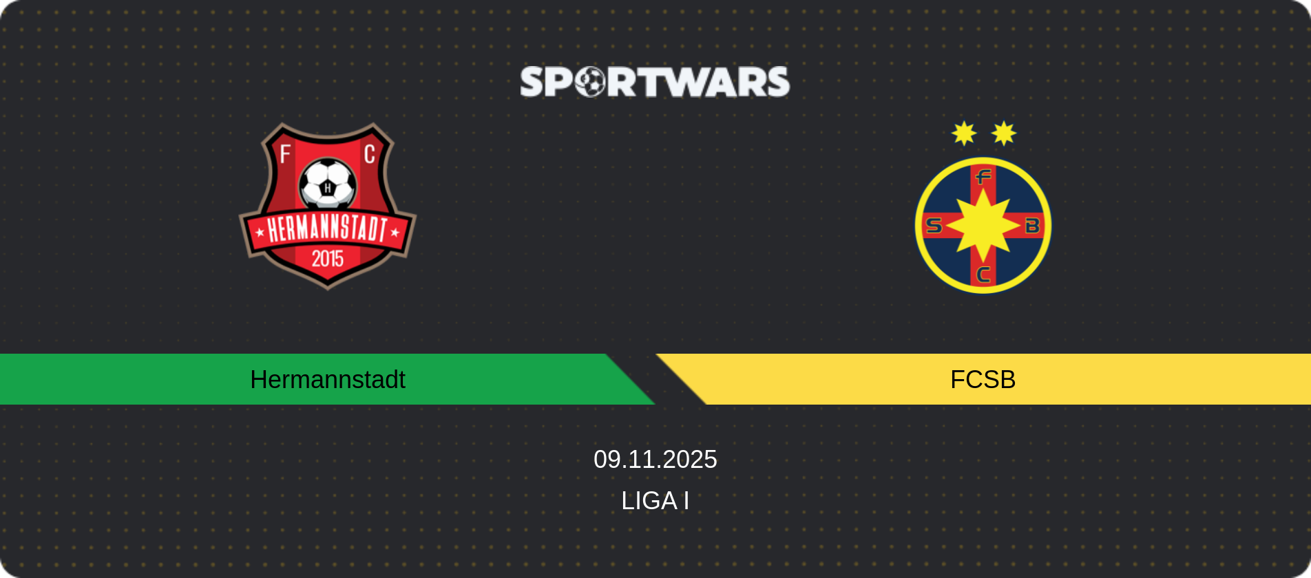 Match prediction Hermannstadt — FCSB, Liga I, 09.11.2025
