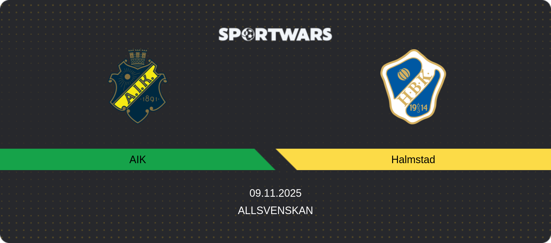 Match prediction AIK — Halmstad, Allsvenskan, 09.11.2025