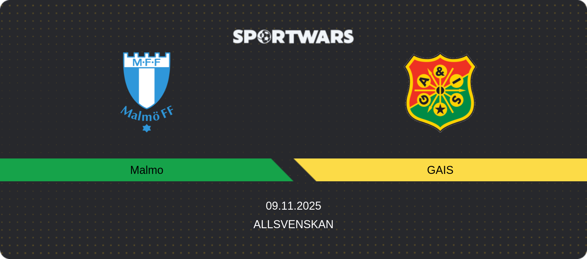 Match prediction Malmo — GAIS, Allsvenskan, 09.11.2025