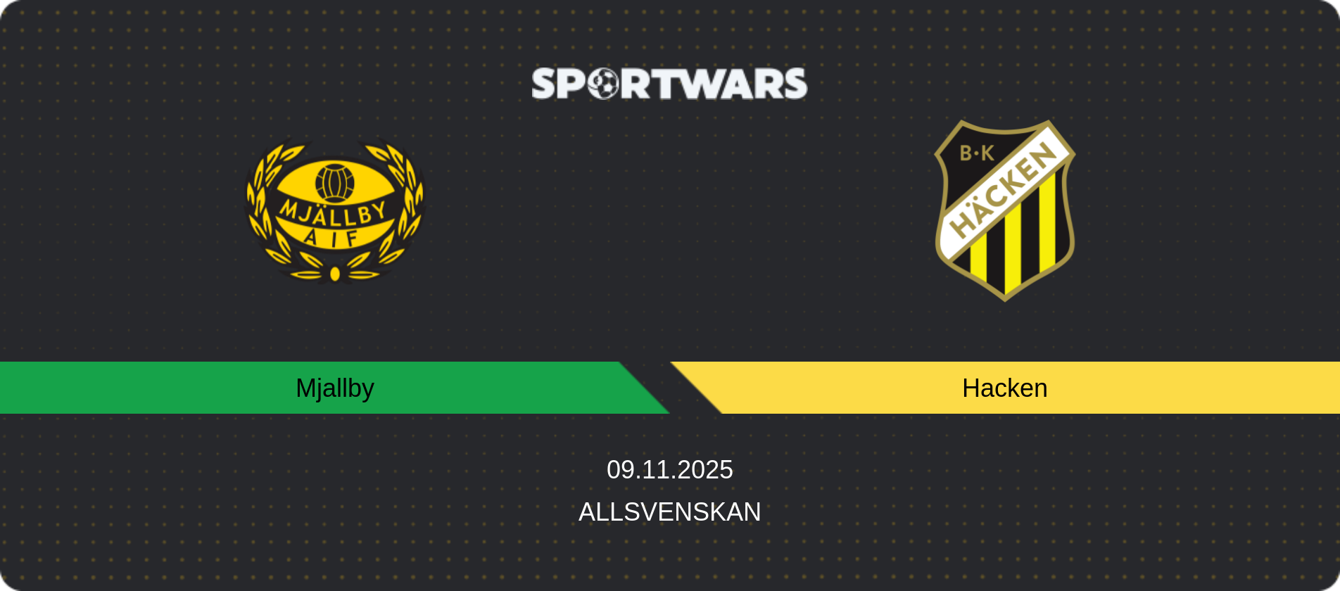 Match prediction Mjallby — Hacken, Allsvenskan, 09.11.2025