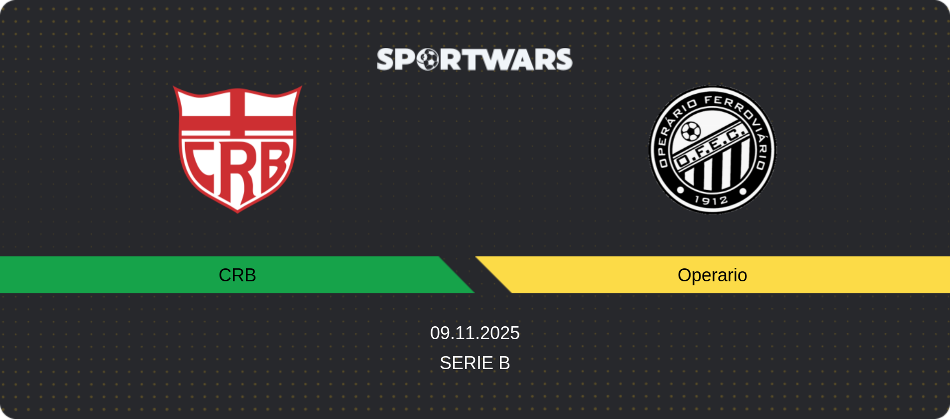 Match prediction CRB — Operario, Serie B, 09.11.2025