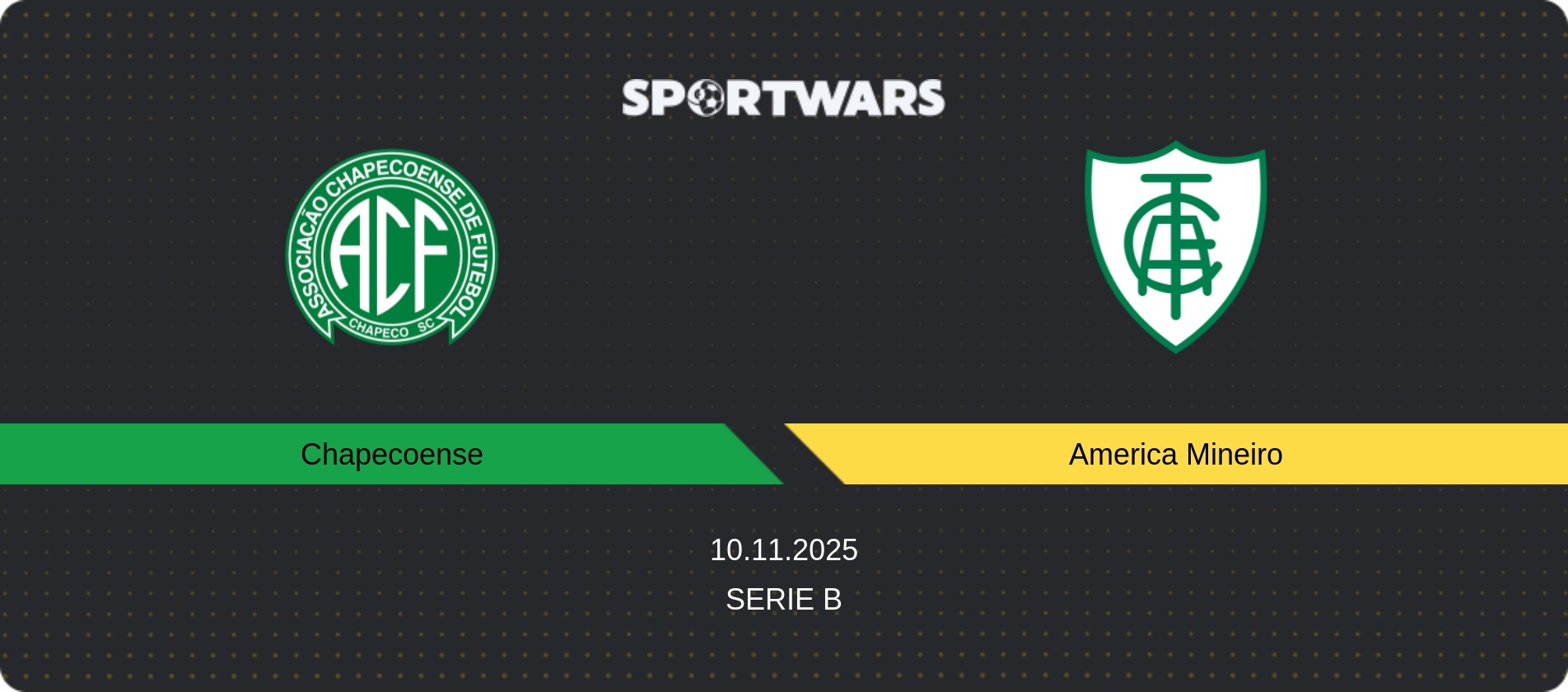 Match prediction Chapecoense — America Mineiro, Serie B, 10.11.2025