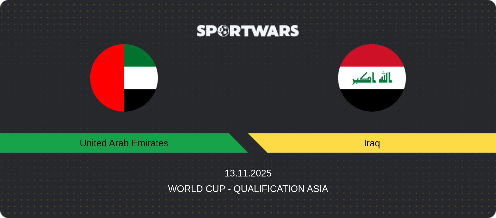 Match prediction United Arab Emirates — Iraq, World Cup - Qualification Asia, 13.11.2025