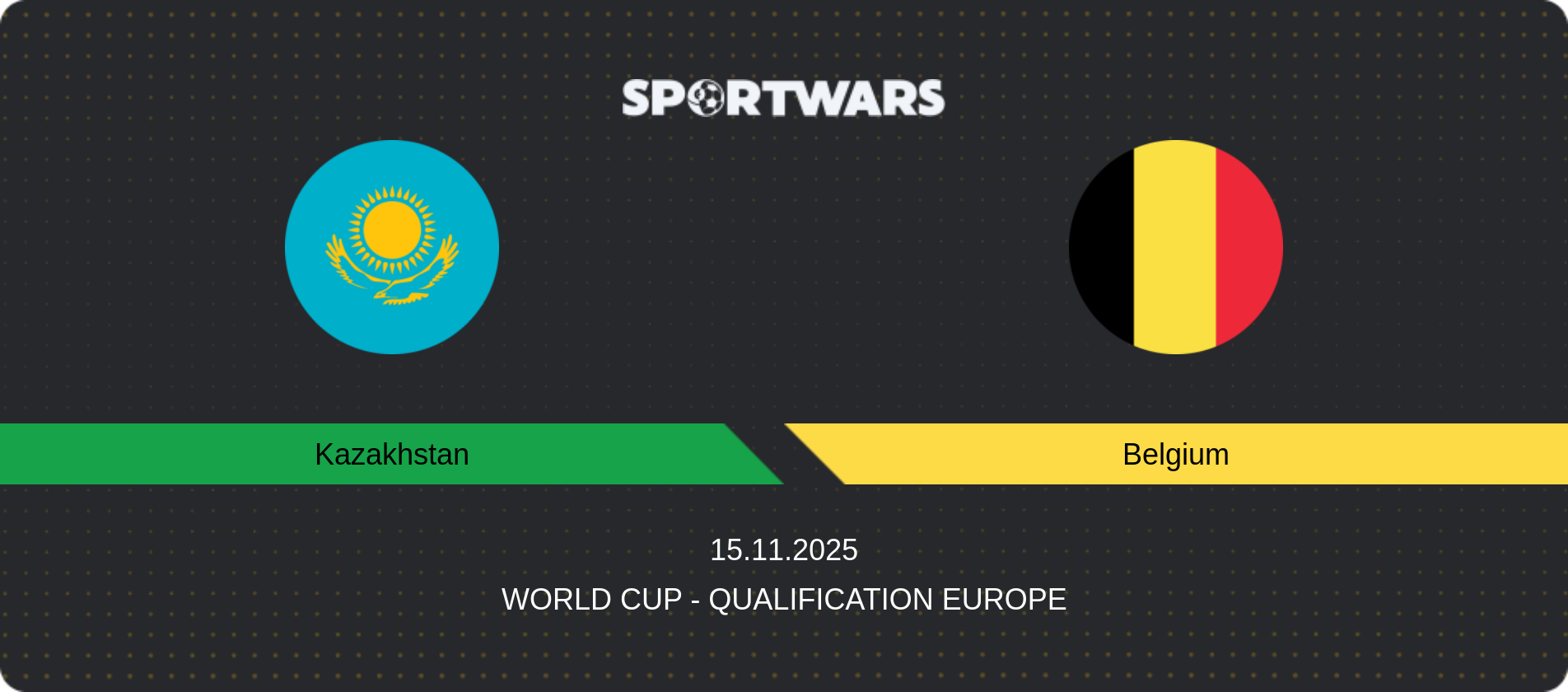 Match prediction Kazakhstan — Belgium, World Cup - Qualification Europe, 15.11.2025