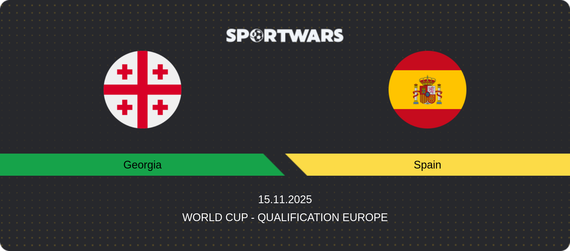 Match prediction Georgia — Spain, World Cup - Qualification Europe, 15.11.2025