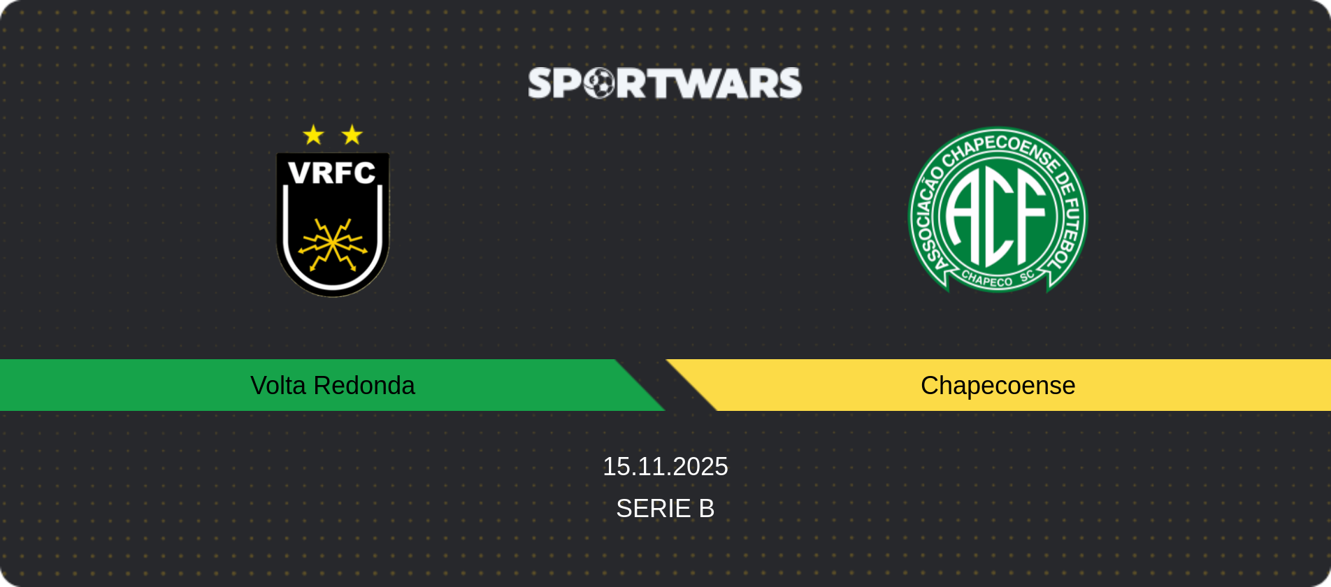 Match prediction Volta Redonda — Chapecoense, Serie B, 15.11.2025