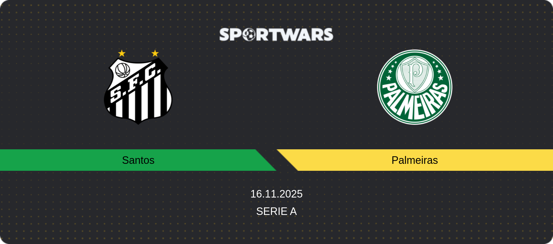 Match prediction Santos — Palmeiras, Serie A, 16.11.2025