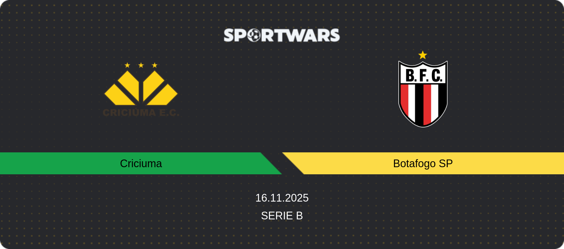 Match prediction Criciuma — Botafogo SP, Serie B, 16.11.2025