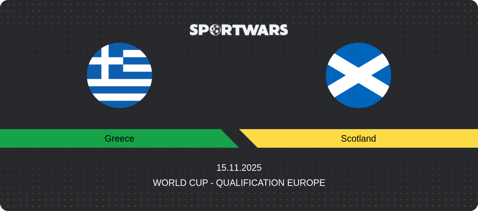 Match prediction Greece — Scotland, World Cup - Qualification Europe, 15.11.2025