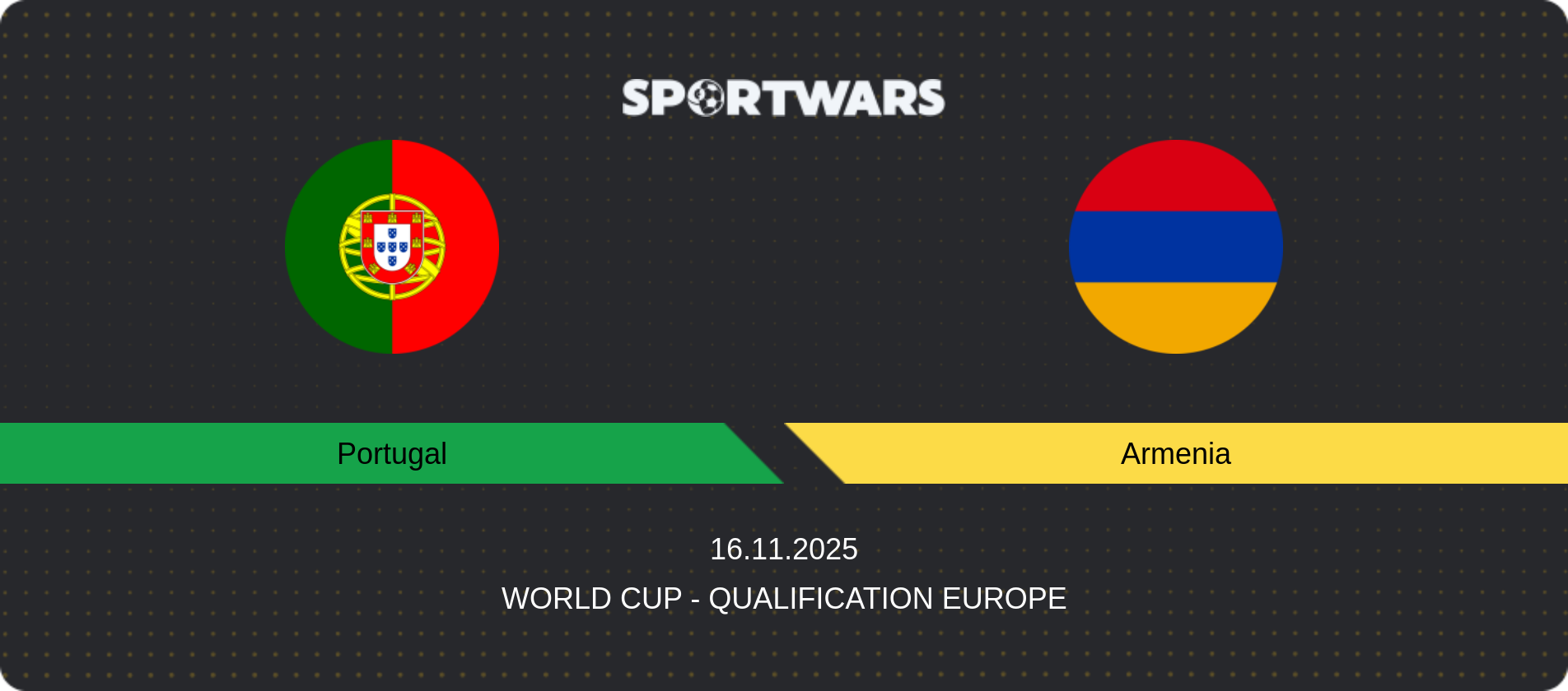 Match prediction Portugal — Armenia, World Cup - Qualification Europe, 16.11.2025